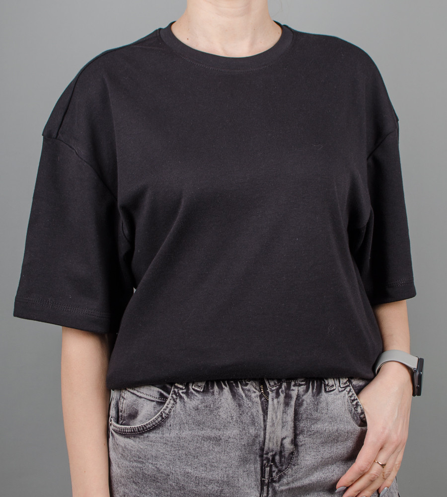 Футболка жіноча Оверсайз 3500ж (Уп.4шт M-XXL), Чорний, фото 1