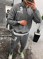 Мужской спортивный костюм с надписью (серый) отличный практичный на весну без капюшона sEMNM3