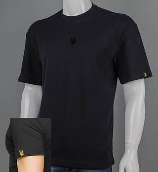 Футболка оверсайз Тризуб 3401м (Уп.4шт M-XXL), Чорний