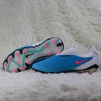 Бутсы Nike Phantom GX FG Найк фантом gx fg бело-голубые Футбольная обувь с шипами Для игры в футбол голубые