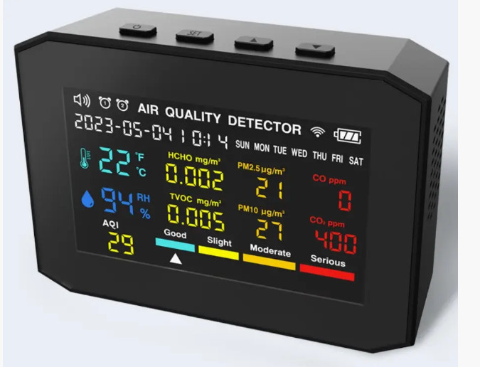 Багатофункціональний VT-DA01 детектор якості повітря CO2,CO,AQI ,формальдегідів,TVOC,HCHO,пилу PM10