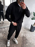 Мужской спортивный костюм монохром (черный) отличный практичный на весну без капюшона spgtP1