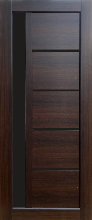 Міжкімнатні двері KDF LIBERTI Гранд чорне скло ПВХ Каштан NEW (600)