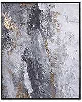 Абстрактная картина на холсте в рамке 83 x 103 см Серый JESI