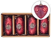 Набор из 4 стеклянных безделушек в виде сердечек, красный FERIABLE
