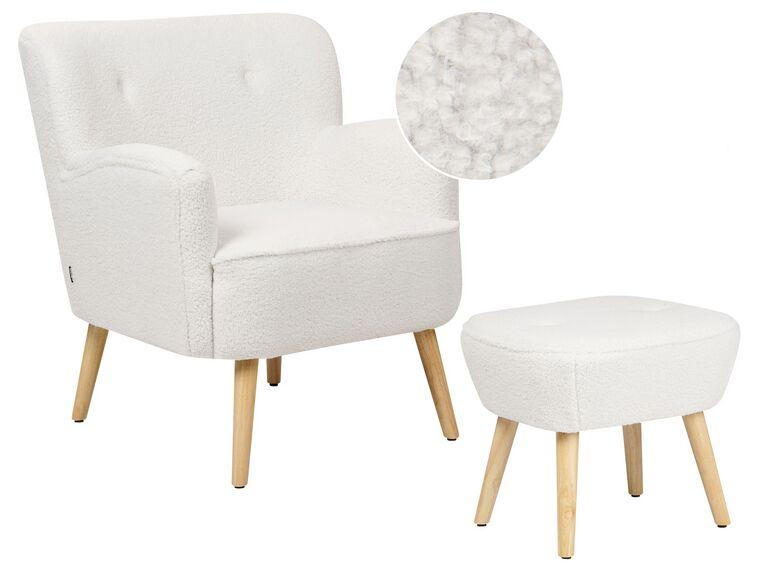 Крісло-букле з підставкою для ніг Білий TUMBA, фото 1