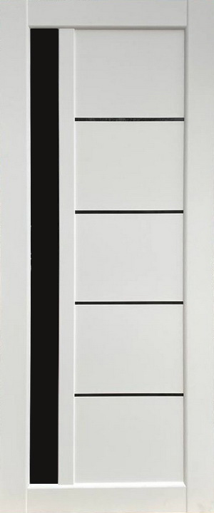 Міжкімнатні двері KDF LIBERTI Гранд чорне скло ПП Білий Мат (600)