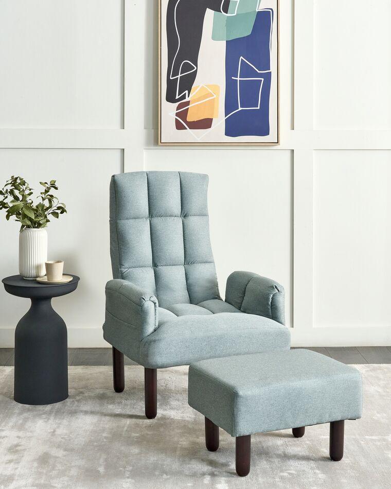 Льняне крісло-реклайнер з османським м’ятно-сірим OLAND, фото 1