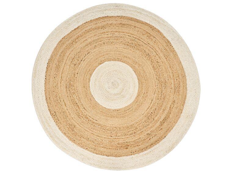 Круглий джутовий килим ø 140 см Бежево-білий YAYALAR, фото 1