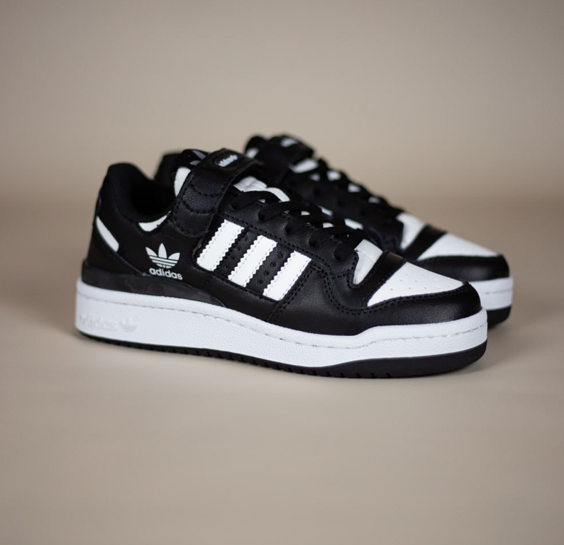 Жіночі кросівки Adidas Forum 84 Low White Black білі з чорним взуття Адідас Форум шкіряні на липучці осінь весна літо