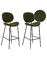 Набор из 2 барных стульев букле темно-зеленый LUANA