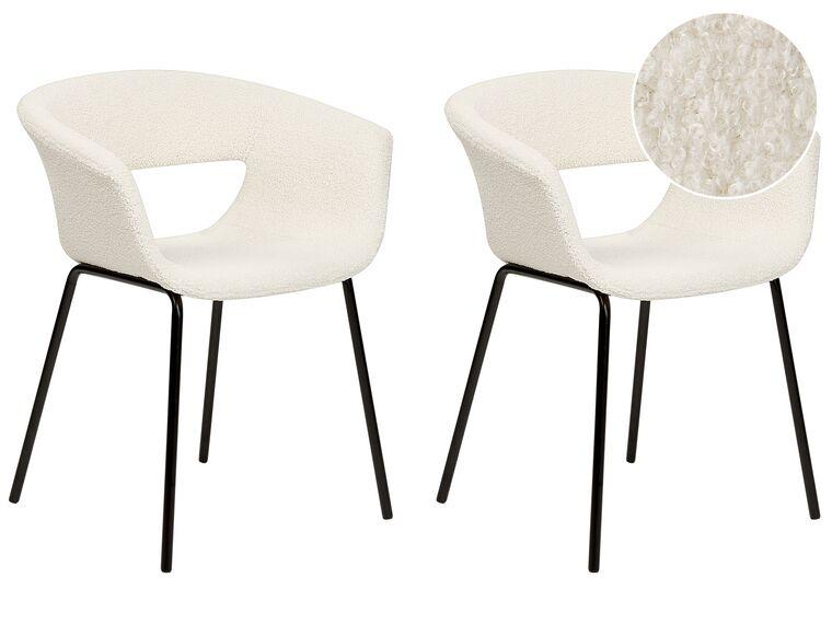 Набір з 2 обідніх стільців букле Off-White ELMA, фото 1