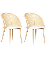 Набор из 2 металлических обеденных стульев светлого дерева CORNELL