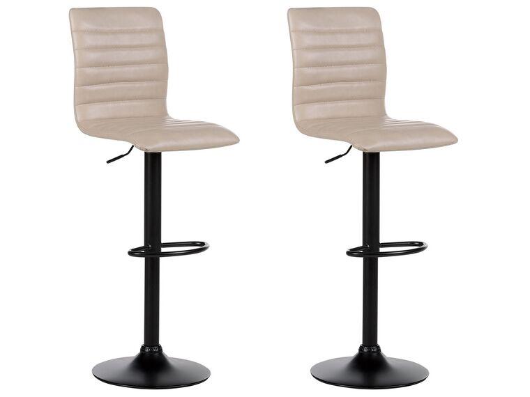 Набір з 2 барних стільців зі штучної шкіри світло-бежевого кольору LUCERNE II, фото 1