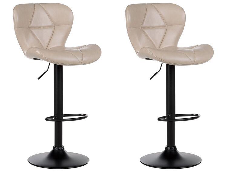 Набір з 2 поворотних барних стільців зі штучної шкіри світло-бежевого кольору VALETTA II, фото 1