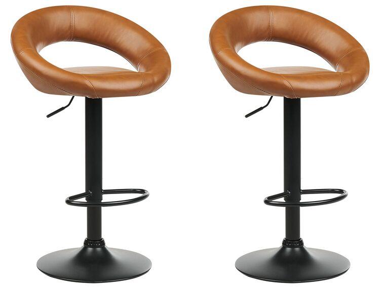 Набір з 2 барних стільців, що обертаються, зі штучної шкіри золотисто-коричневого кольору PEORIA II, фото 1