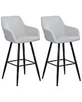 Набор из 2 бархатных барных стульев светло-серого цвета CASMALIA