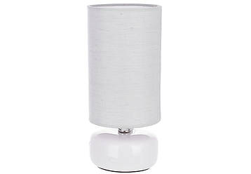 Настільна лампа біла з сірим тканинним абажуром Bella D10*22.5см