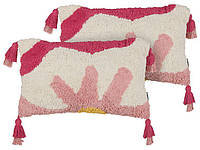Набор из 2 хлопковых подушек с кисточками, 30 x 50 см, розовый и белый ACTAEA