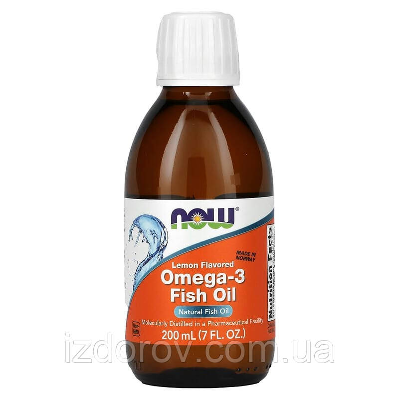 Риб'ячий жир з Омега-3 Now Foods Omega-3 Fish Oil зі смаком лимона 200 мл