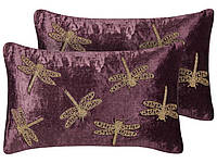 Набор из 2 бархатных подушек с вышивкой «Стрекоза» 30 x 50 см Фиолетовый ЛЕЙВЕЛИК