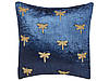Набір з 2 оксамитових подушок з вишивкою «Стрекоза», 45 x 45 см, Темно-синій BLUESTEM, фото 4