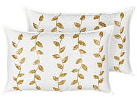 Набор из 2 хлопковых подушек с рисунком листьев 30 х 50 см Белый и золотой НЕРИЙ