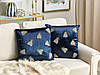 Набір із 2 оксамитових подушок з вишивкою, мотив «мухи», 45 x 45 см, темно-синій PENTAS, фото 2