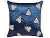 Набір із 2 оксамитових подушок з вишивкою, мотив «мухи», 45 x 45 см, темно-синій PENTAS, фото 3