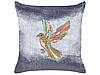 Набір з 2 оксамитових подушок з птахом 45 x 45 см Сірий RUELLIA, фото 3
