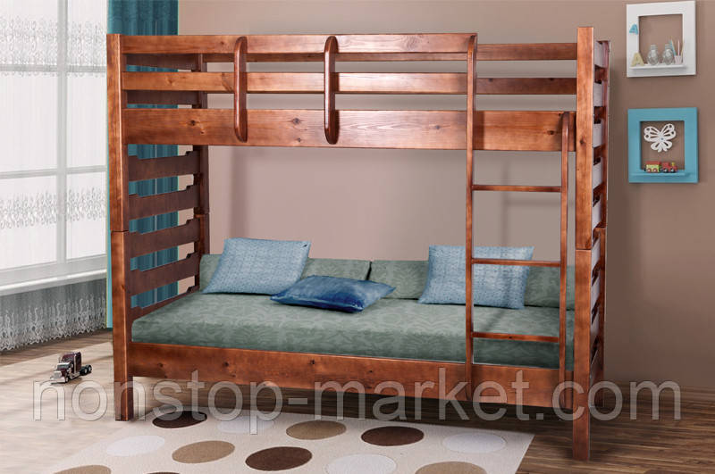 Ліжко "Троя" двоярусне дерев'яне (Мікс Меблі)