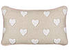 Набір з 2 бавовняних подушок з вишивкою сердець 30 х 50 см Бежевий GAZANIA, фото 4