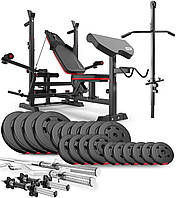 Набір Hop-Sport Premium 105кг з лавою HS-1075 Pro, штангами та гантелями