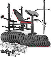 Набір Hop-Sport Premium 173кг з лавою HS-1075 Pro, штангами та гантелями