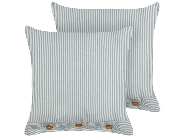 Набір з 2 подушок у смужку 45 х 45 см Зелений та Білий SEBRINE, фото 1