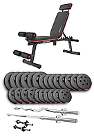 Набір Hop-Sport Premium 135кг з лавою HS-2040 HB, штангами та гантелями