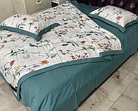 Комплект постельного белья Laura Grand c летним покрывалом Бирюзовый