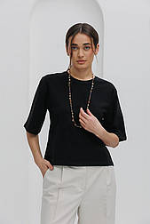 Жіноча однотонна бавовняна футболка з подовженим рукавом