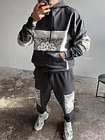 Мужской спортивный костюм с принтом (графит) отличный практичный на весну верх худи с капюшоном sKVDR2