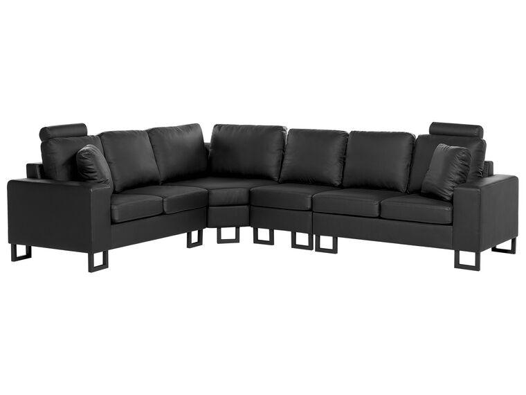 Кутовий шкіряний диван правий чорний STOCKHOLM II