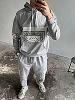 Мужской спортивный костюм с принтом (серый) отличный практичный на весну верх худи с капюшоном sKVDR3
