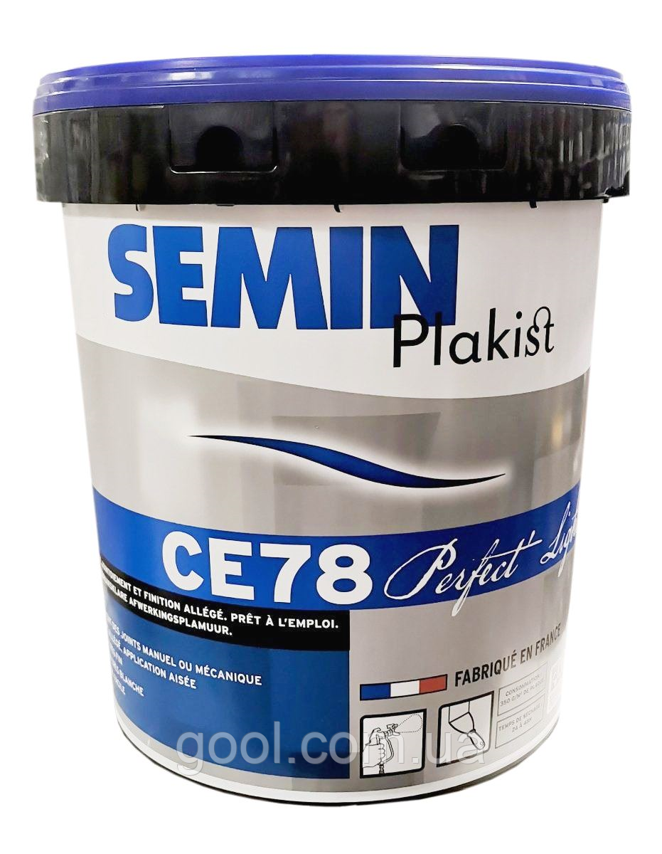 Шпаклівка Semin Plakist CE 78 Perfect Light для швів стиків гіпсокартону з армувальною стрічкою відро 20 кг