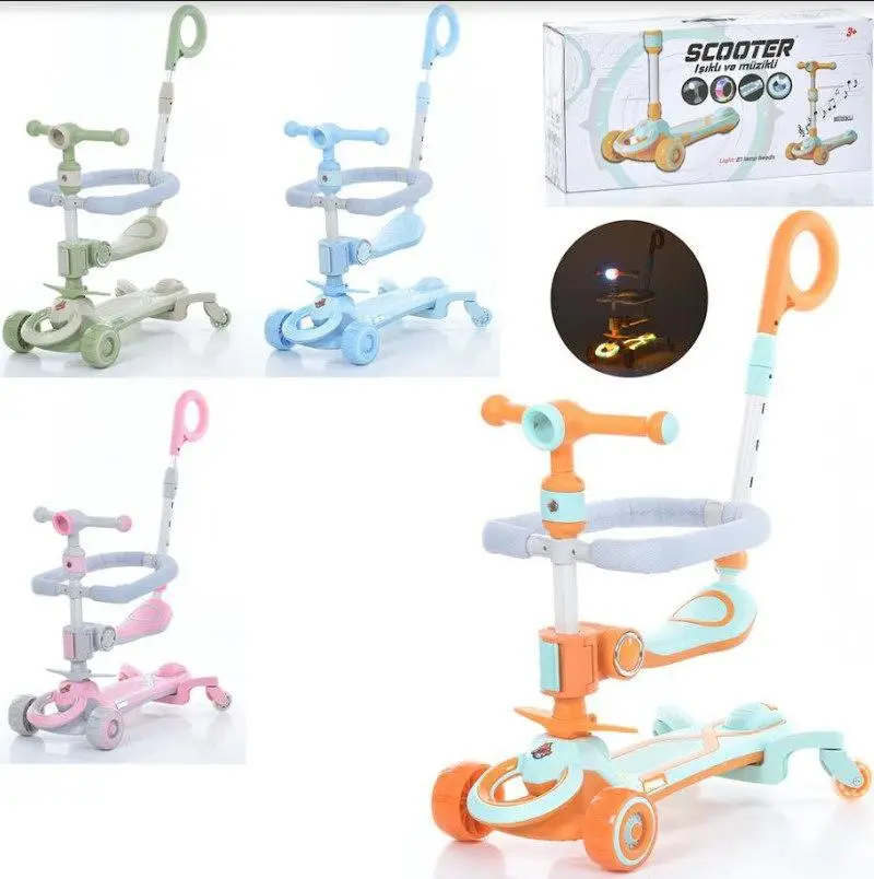 Самокат 5 в 1 JR 3-083 MAXI, сидіння, батьківська ручка, фото 1