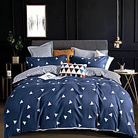 Комплект постельного белья двуспальный ZMW "Home Textiles" (37625) Триугольники на синем