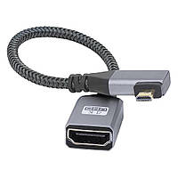 Кабель удлинитель угловой 4К Micro HDMI - HDMI (M/F) 60Hz, 20 см (Left)