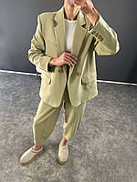 Брючный женский костюм 2-ка (удлиненный пиджак + объемные, укороченные брюки), р: 42-44, 46-48, 50-52 (С 1533