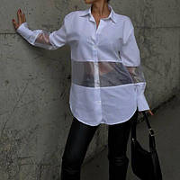 Женская рубашка с прозрачной вставкой, р: 42-46 (универсал) ( Г 781/686)