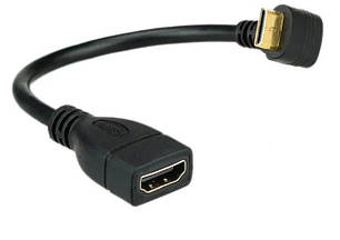 Кабель перехідник кутовий Mini HDMI Male — HDMI Female Full HD 1080P, 16 см (UP), фото 1