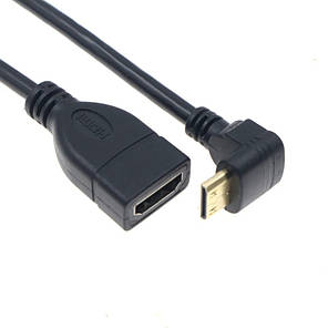Кабель перехідник кутовий Mini HDMI Male — HDMI Female Full HD 1080P, 16 см (UP), фото 4