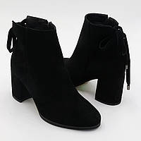 Ботинки женские демисезонные замшевые чёрные на каблуке Ilona код -( 532/729 ) 41
